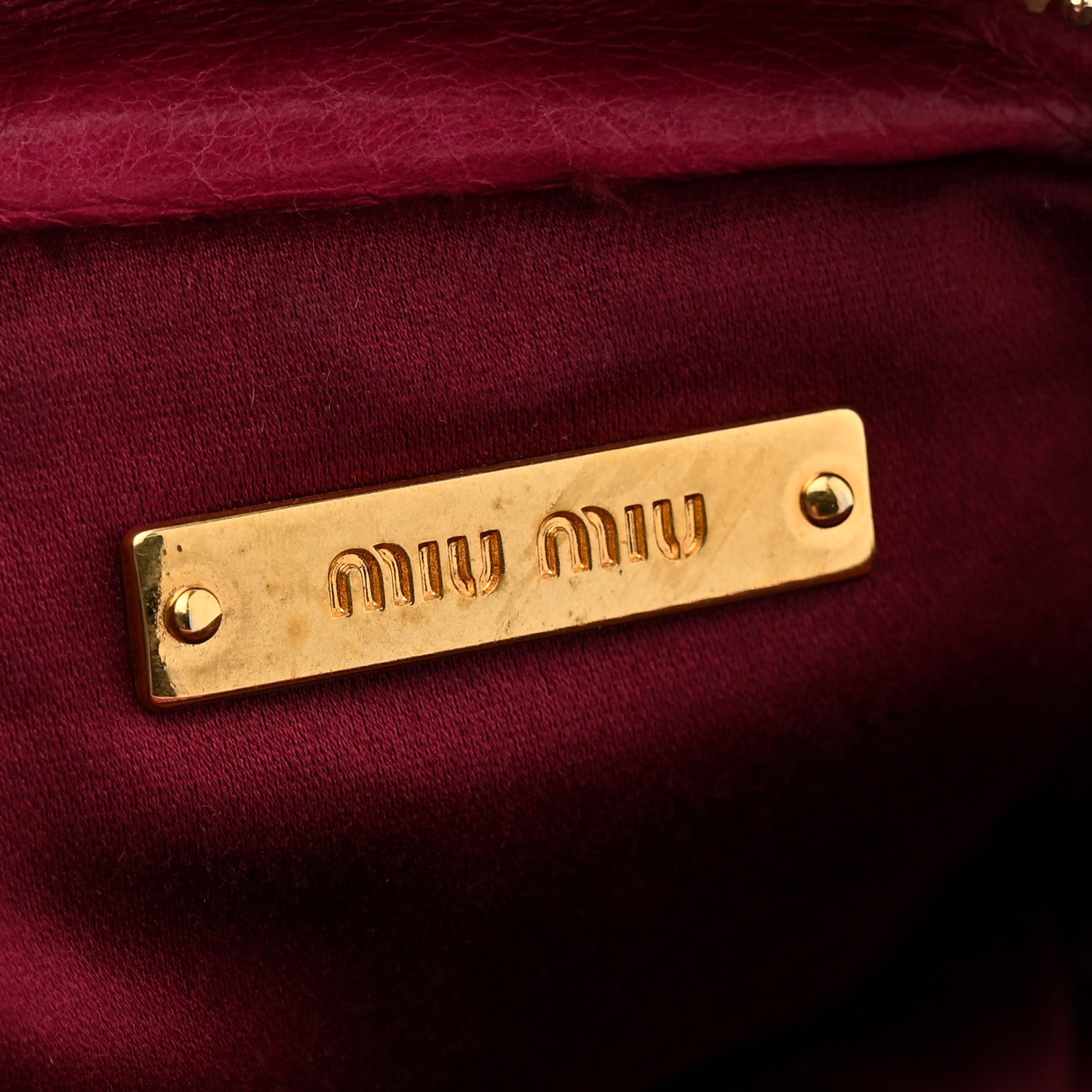 Miu Miu Vitello Lux Matelasse Zip Shoulder Bag Fuxia 6 of 11