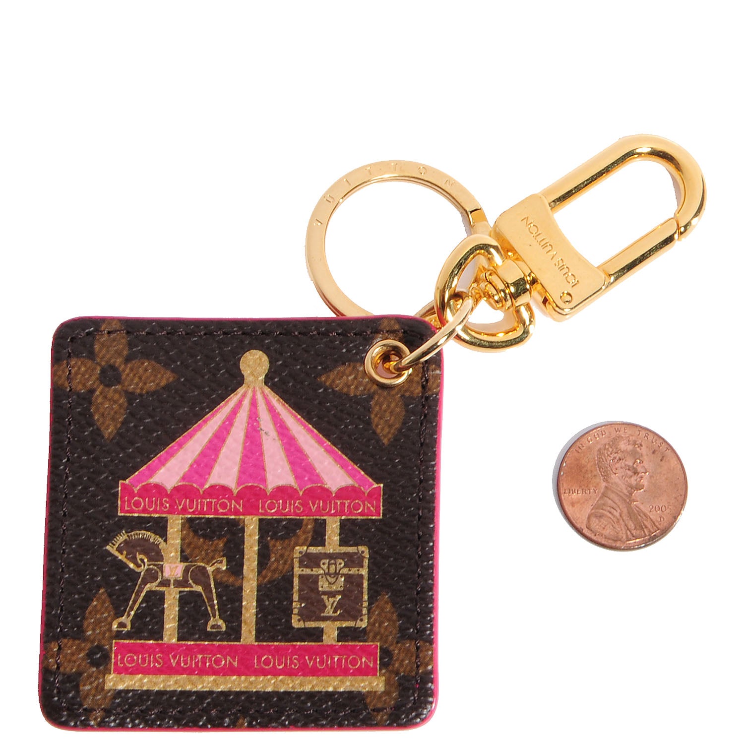 Louis Vuitton Monogram Illustre Carousel Bag Charm Key Ring Pink 2 of 6