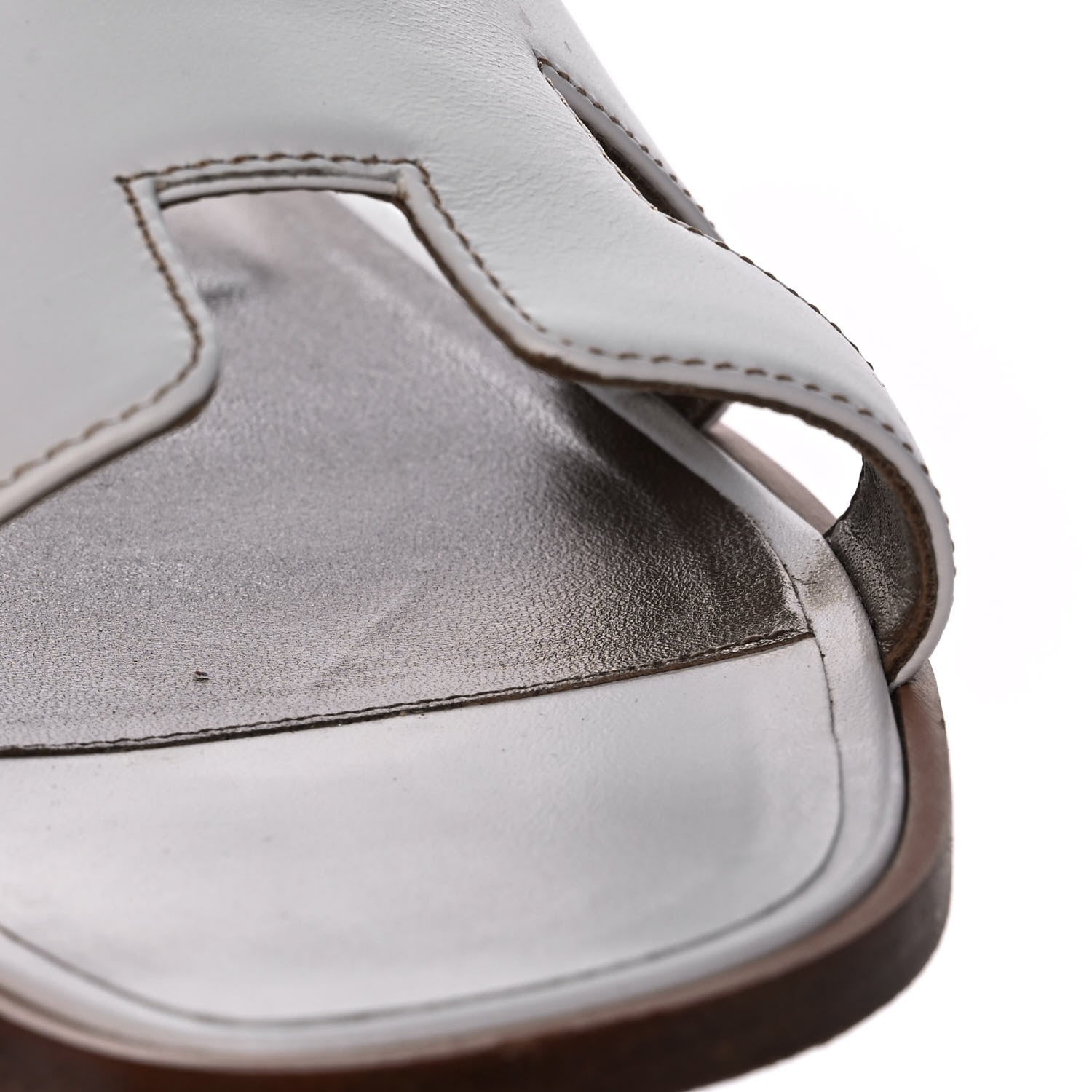 Hermes Box Calfskin Oran Sandals 40 White 9 of 11