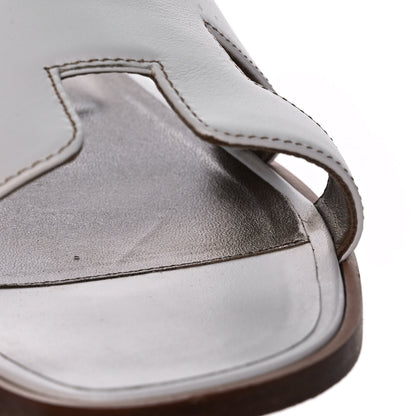 Hermes Box Calfskin Oran Sandals 40 White 9 of 11