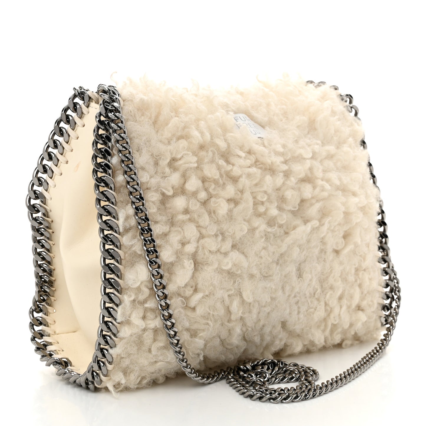 Wool Fur Mini Falabella Tote White