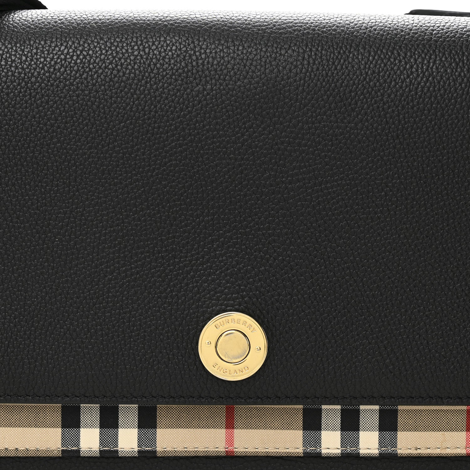 Burberry Coated Canvas Calfskin Vintage Check Medium Note Crossbody Bag Black 8 of 11
