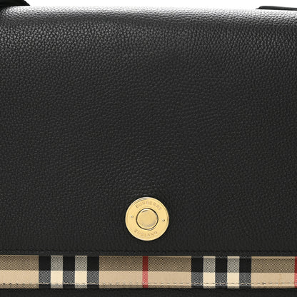 Burberry Coated Canvas Calfskin Vintage Check Medium Note Crossbody Bag Black 8 of 11