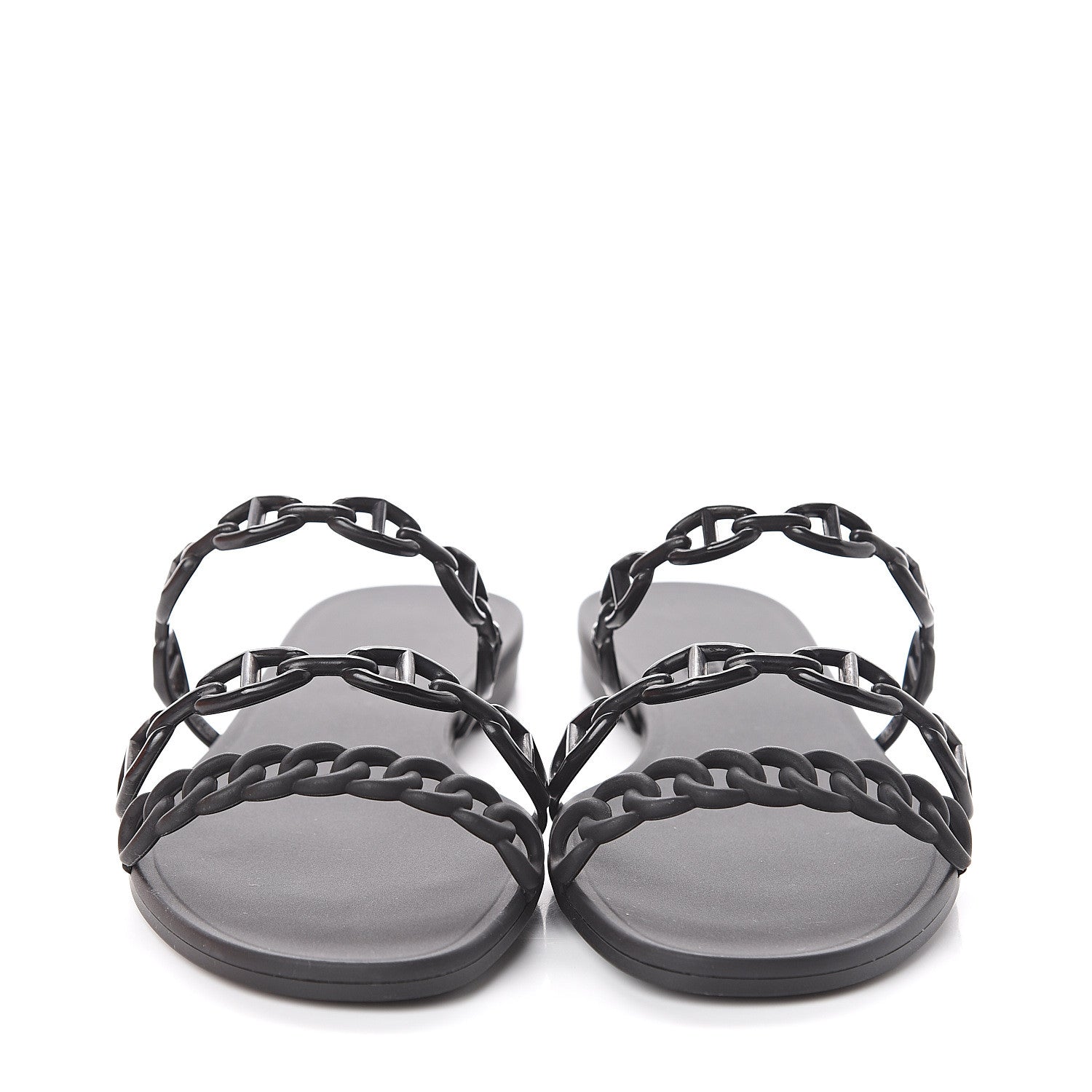 Hermes Rubber Chaine d'Ancre Rivage Sandals 38 Black 2 of 7