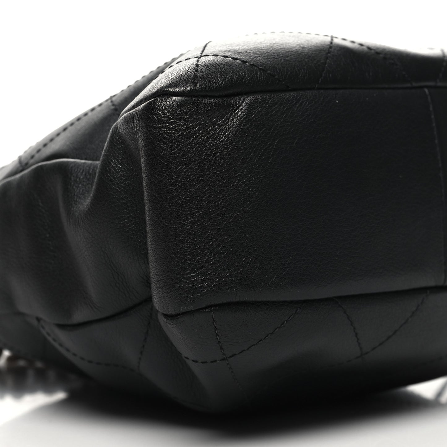 Calfskin Quilted Drawstring Bucket Bag Black