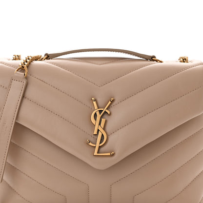 Saint Laurent Calfskin Y Quilted Monogram Small Loulou Chain Satchel Dark Beige 9 of 11