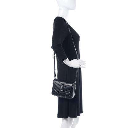 Saint Laurent Calfskin Y Quilted Monogram Toy Loulou Crossbody Bag Black 2 of 12