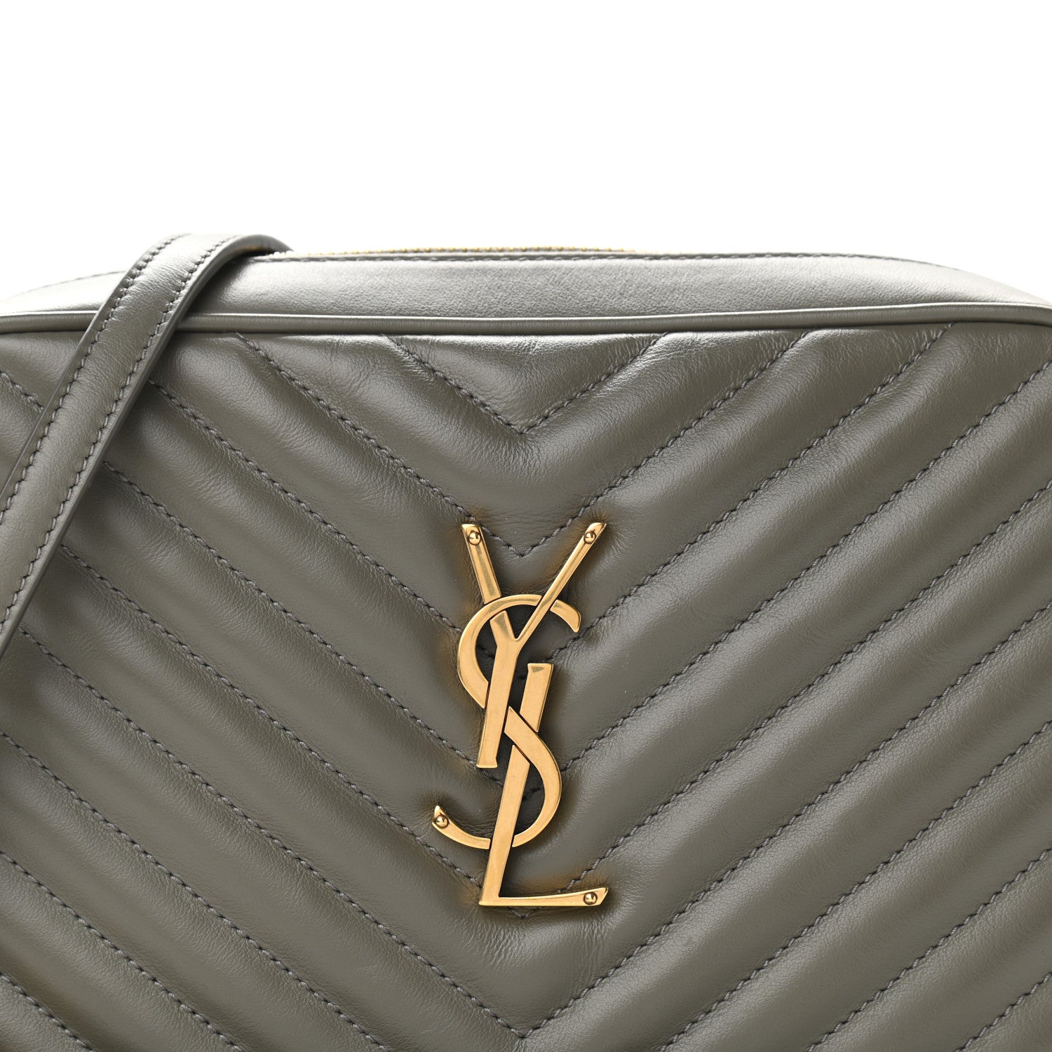 Saint Laurent Calfskin Matelasse Monogram Lou Camera Bag Grey Kaki 8 of 10