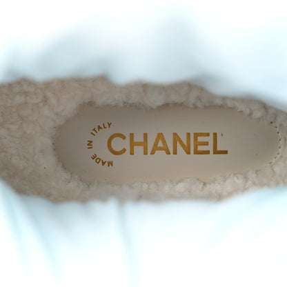 Chanel Suede Nylon Lace Up Snow Boots 38 Grey Blue 7 of 8