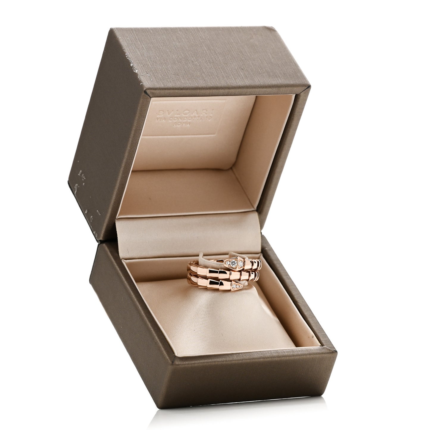 18K Rose Gold Diamond Serpenti Viper Wrap Ring XL