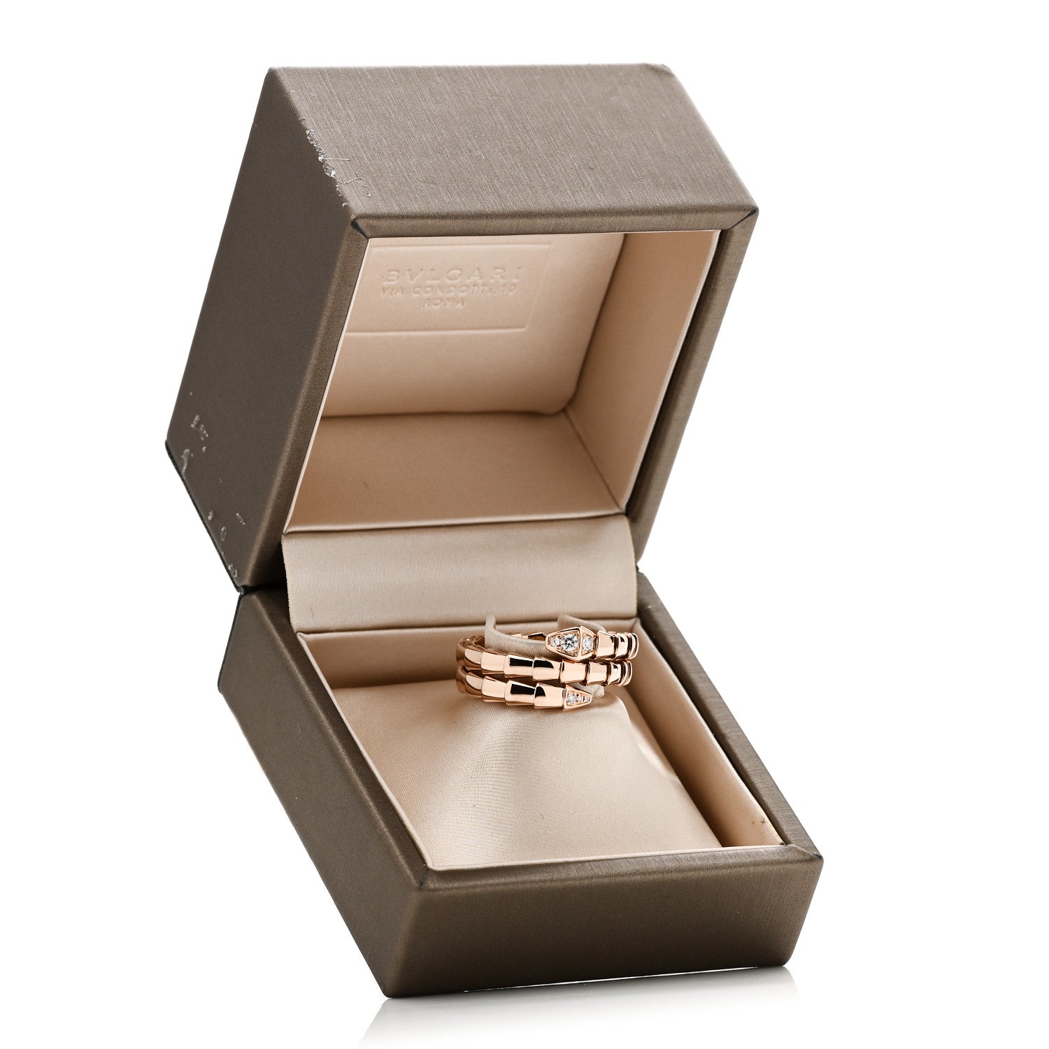 Bulgari 18K Rose Gold Diamond Serpenti Viper Wrap Ring XL 5 of 5