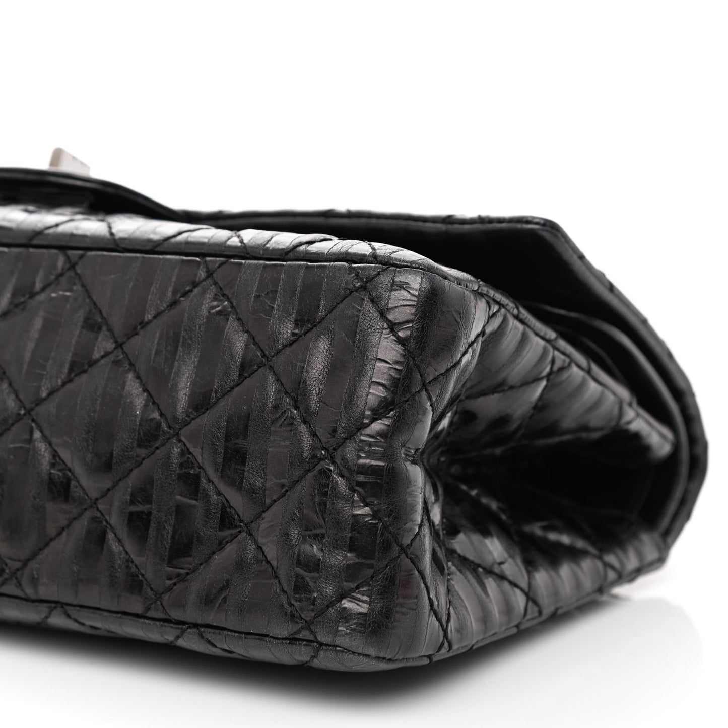 Metallic Calfskin Striped 2.55 Reissue 226 Flap Black