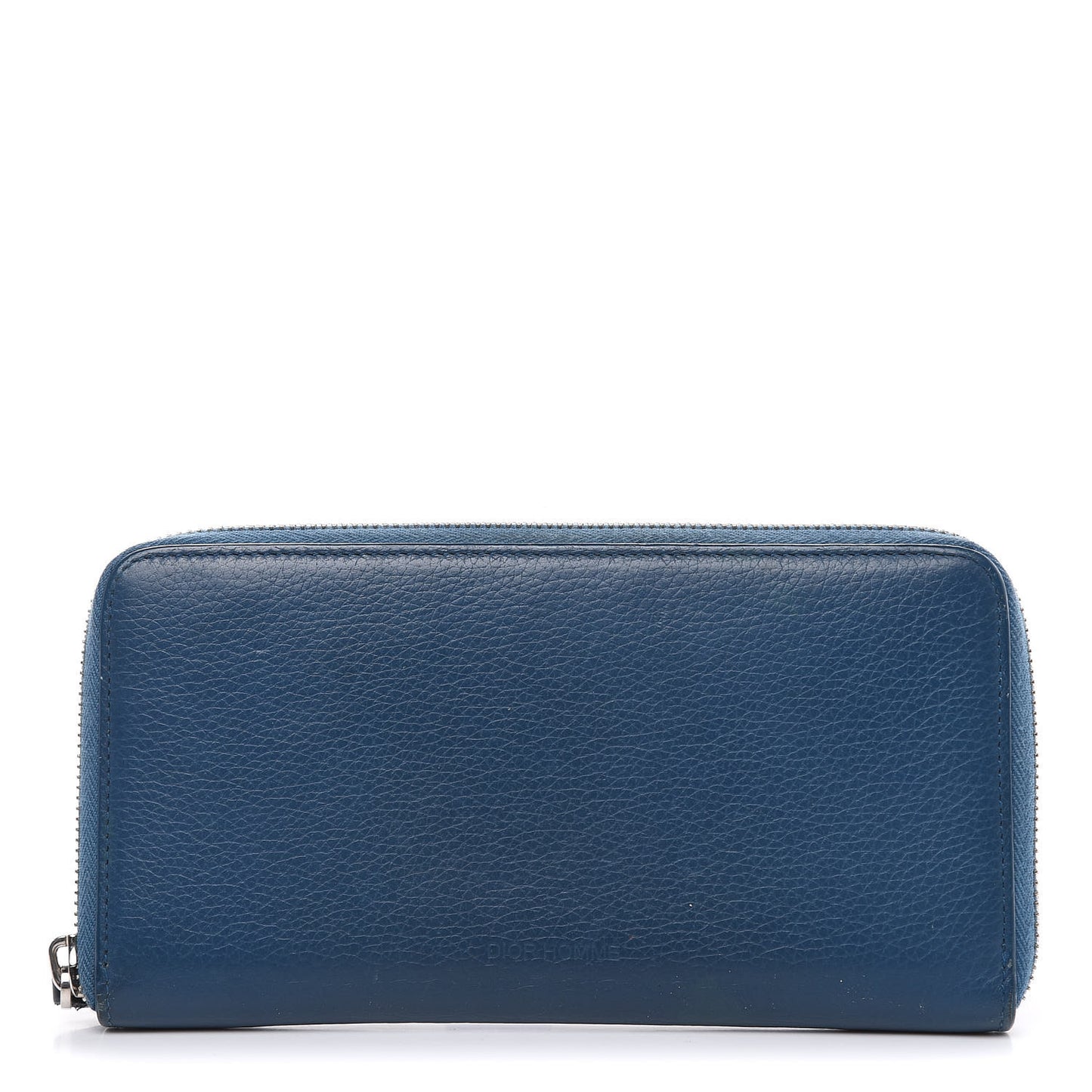 HOMME Grained Calfskin Zip Around Wallet Blue