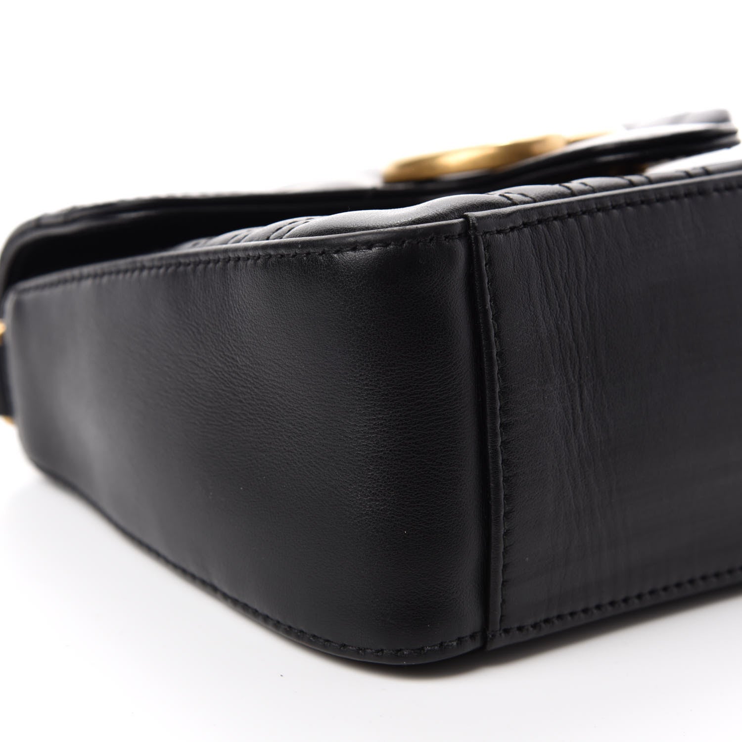 Gucci Calfskin Matelasse Mini GG Marmont Top Handle Shoulder Bag Black 6 of 10