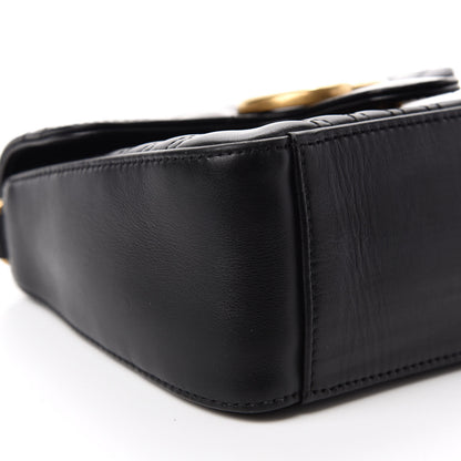 Gucci Calfskin Matelasse Mini GG Marmont Top Handle Shoulder Bag Black 6 of 10