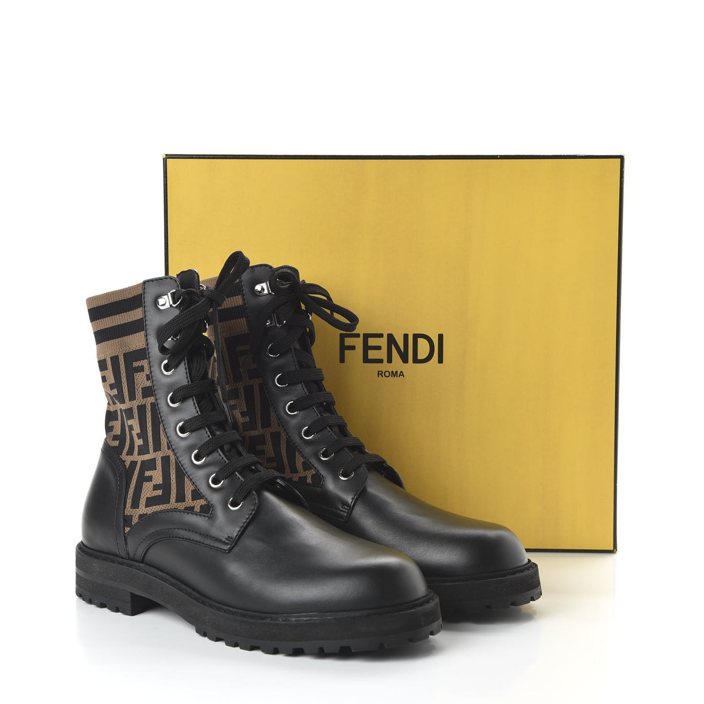Vitello Jersey Fabric FF Mens Biker Boots 9 Black Tobacco