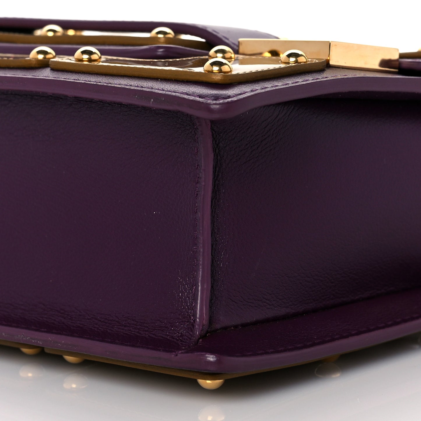 Calfskin Mini Iron Shield Madame Crossbody Prune Antique Gold