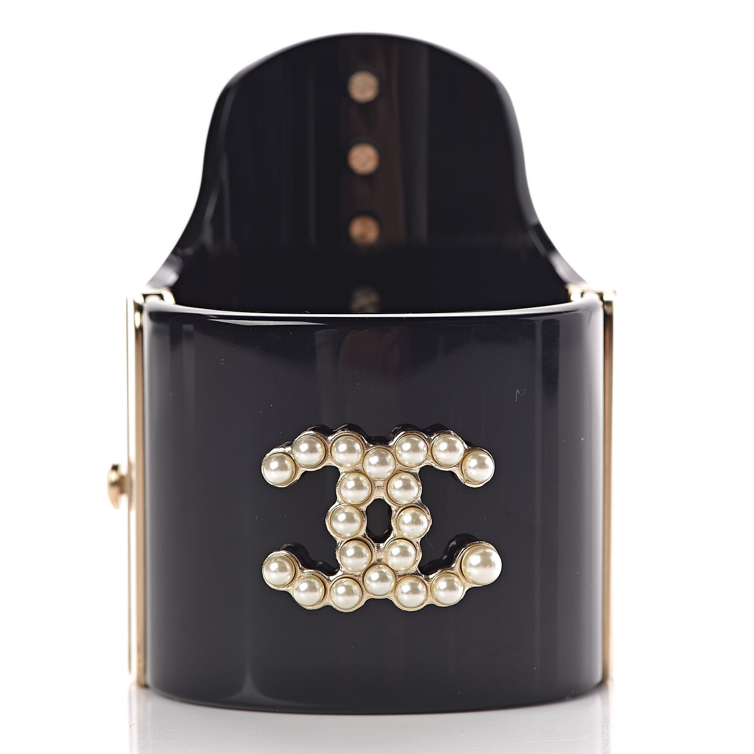 Chanel Resin Pearl CC Cuff Black 3 of 7