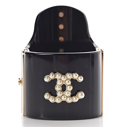 Chanel Resin Pearl CC Cuff Black 3 of 7
