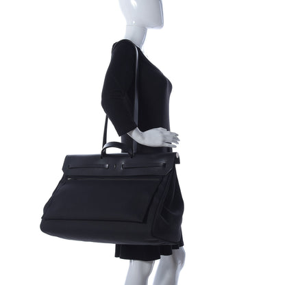 Hermes Military Toile Vache Hunter Herbag Zip Retourne Cabine Bag Black 3 of 11