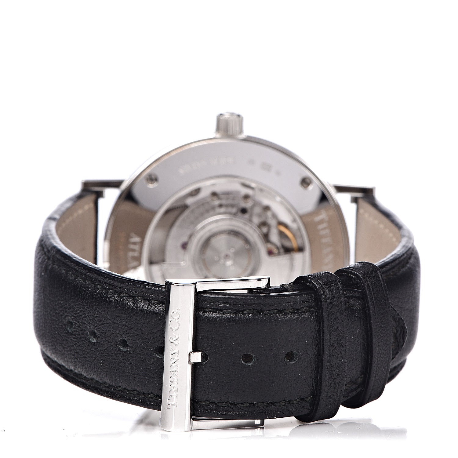 Tiffany Sterling Silver Calfskin 39mm Atlas Automatic Watch 4 of 8