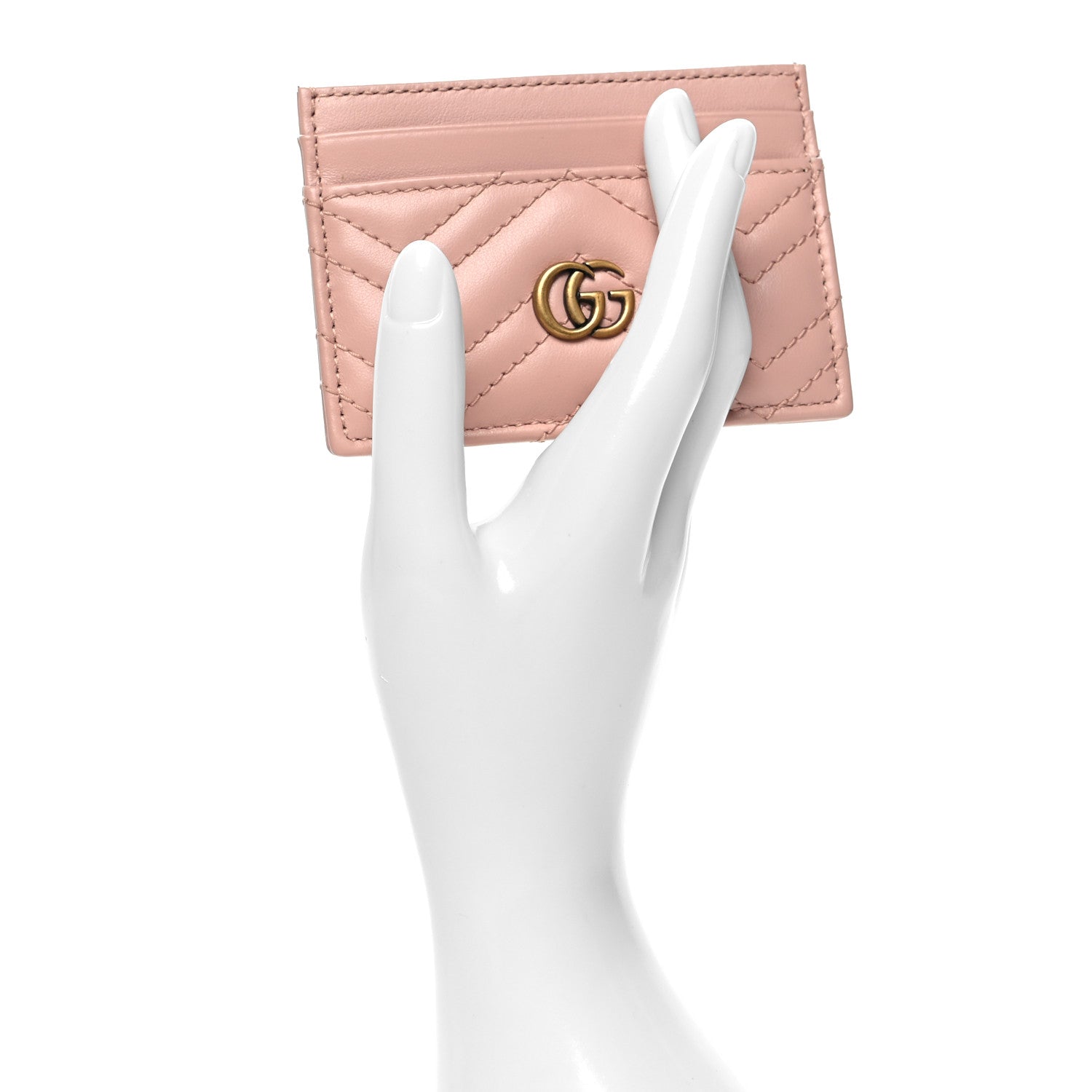 Gucci Calfskin Matelasse GG Marmont Card Holder Perfect Pink 2 of 8
