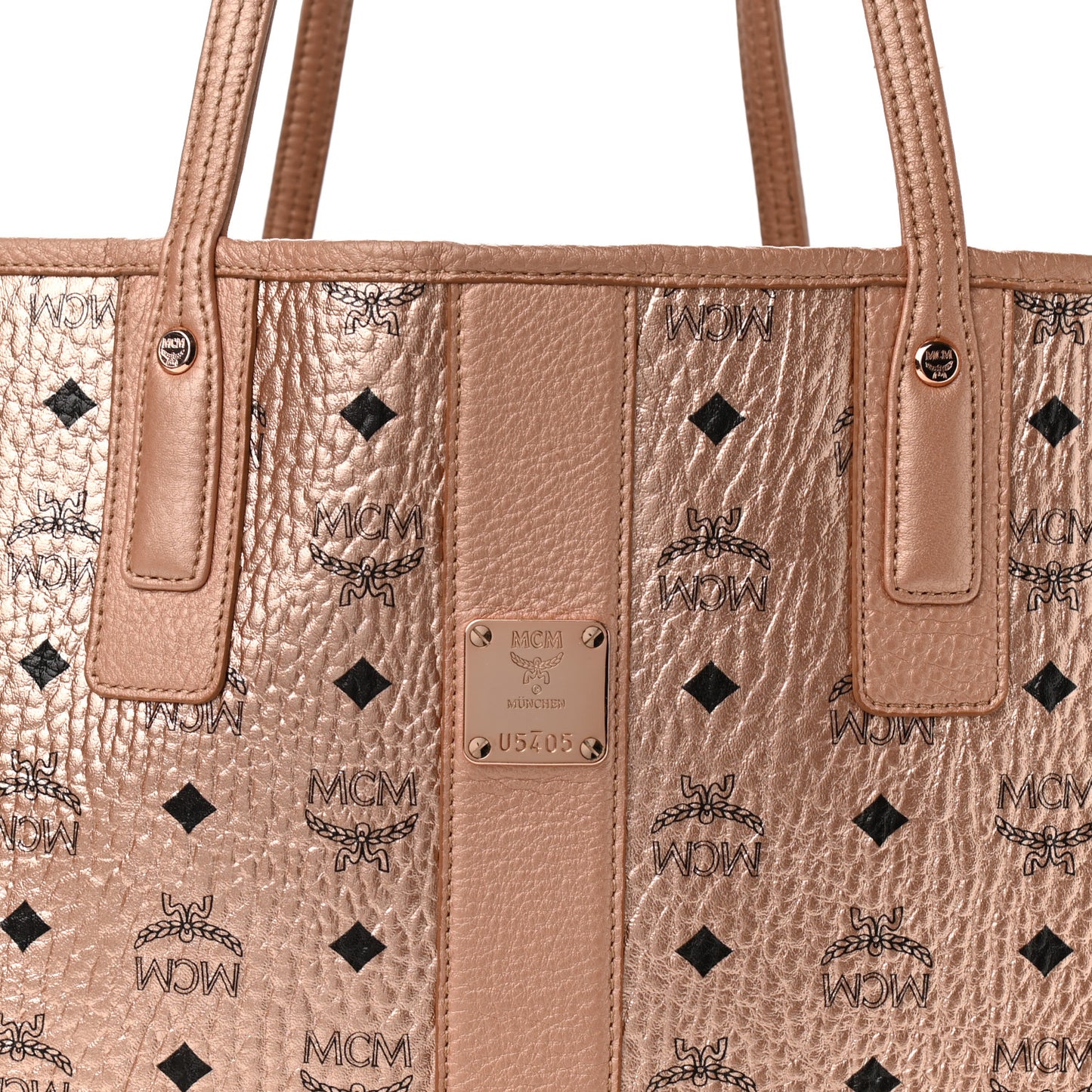 Metallic Visetos Medium Liz Reversible Shopper Tote Champagne Gold