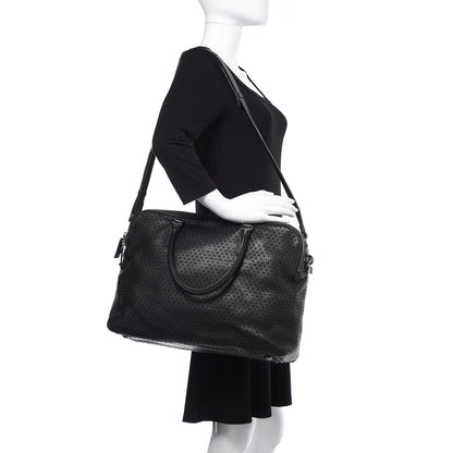 Valentino Garavani Calfskin Perforated Rockstud Large Travel Briefcase Black 2 of 20