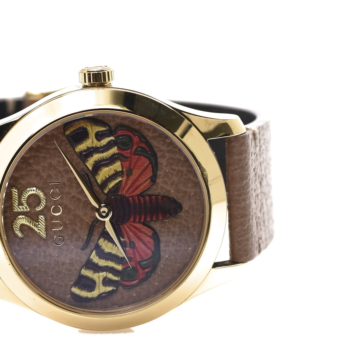 Stainless Steel Calfskin 38mm G-Timeless Moth Quartz Watch Brown