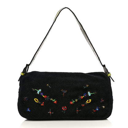 Fendi Shearling Lizard Beaded Baguette Black Green Multicolor 4 of 14