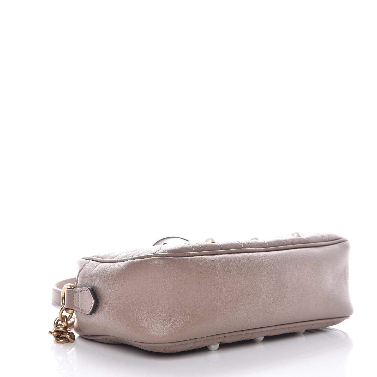 Calfskin Matelasse Studded Small Pearly GG Marmont Chain Shoulder Bag Porcelain Rose