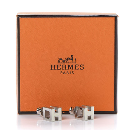 Hermes Palladium Lacquered Cage d'H Earrings White 5 of 5