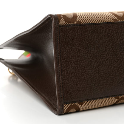 Gucci Monogram Jumbo GG Textured Dollar Calfskin Web Tote Bag Camel Ebony New Acero 8 of 10