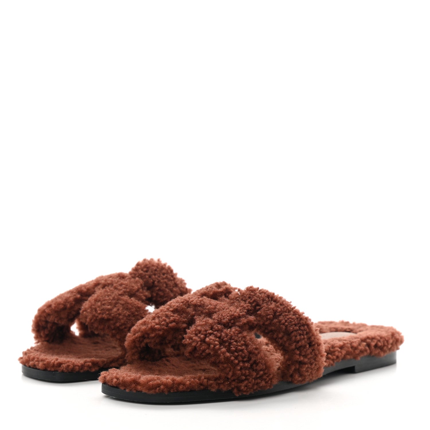 Hermes Woolskin Oran Sandals 38 Cognac 3 of 11