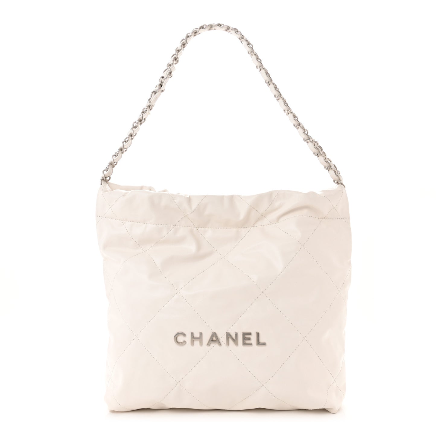Shiny Calfskin Quilted Small Chanel 22 White