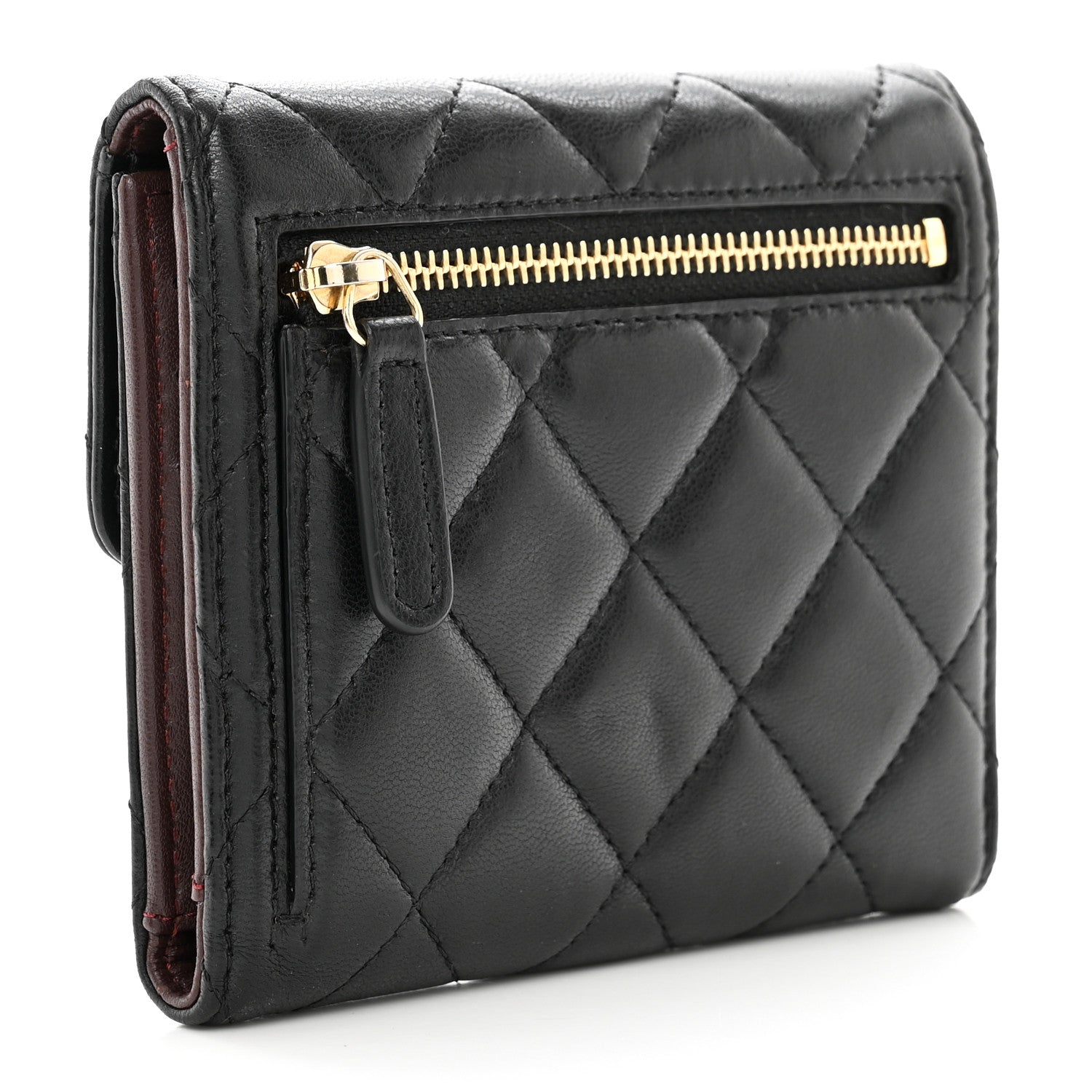 Chanel Lambskin Quilted Compact Flap Wallet Black 3 of 12