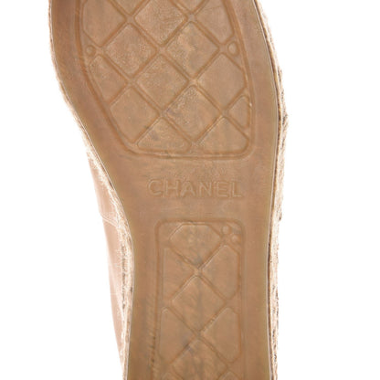 Chanel Lambskin CC Espadrilles 37 Beige Black 7 of 10