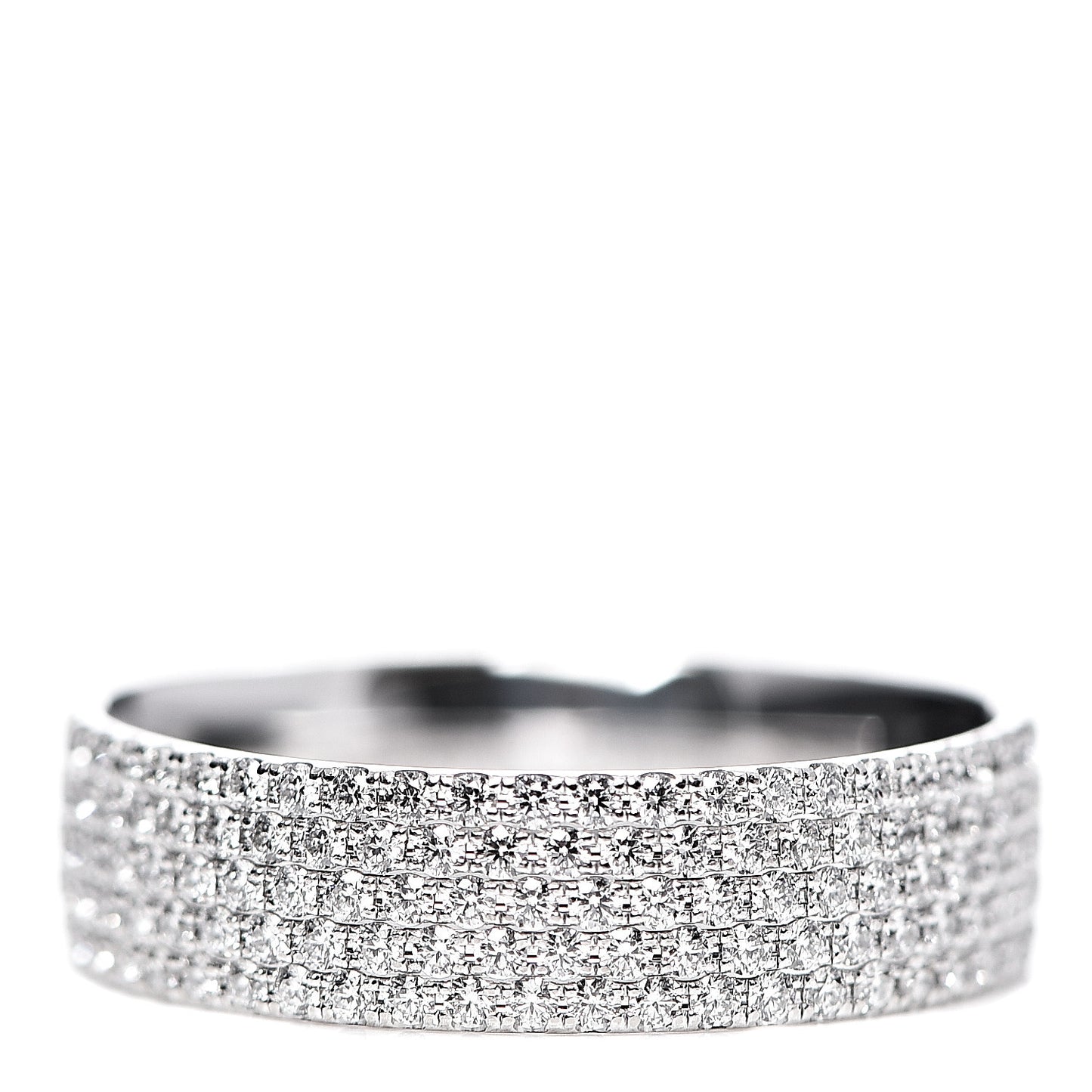18K White Gold Diamond Metro Five-Row Ring 53 6.5