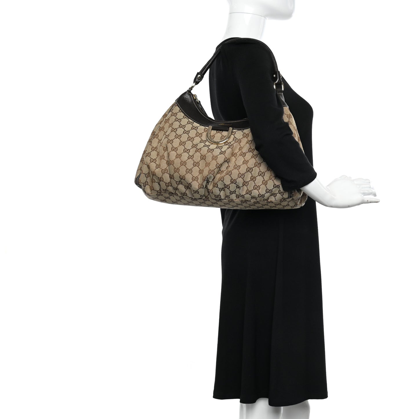 Monogram Large D Gold Hobo Dark Brown