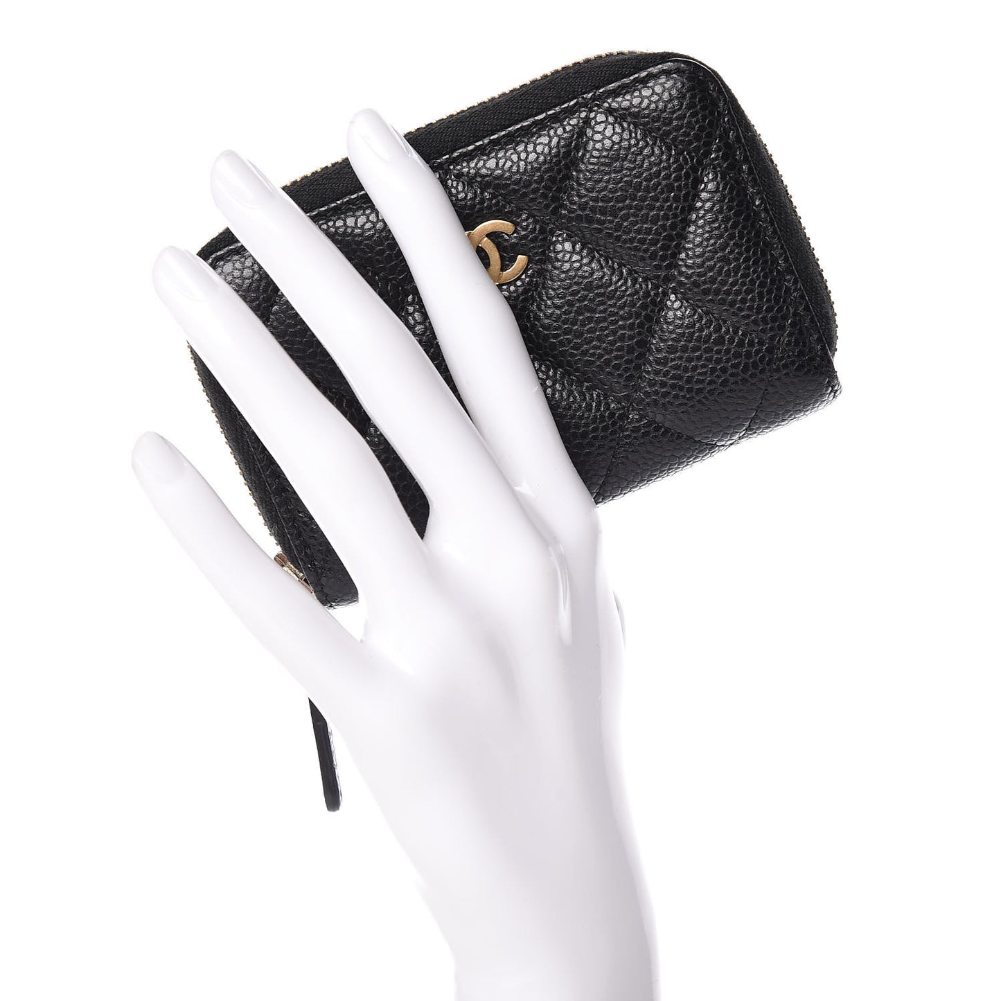 Caviar Quilted Zip Coin Purse Black