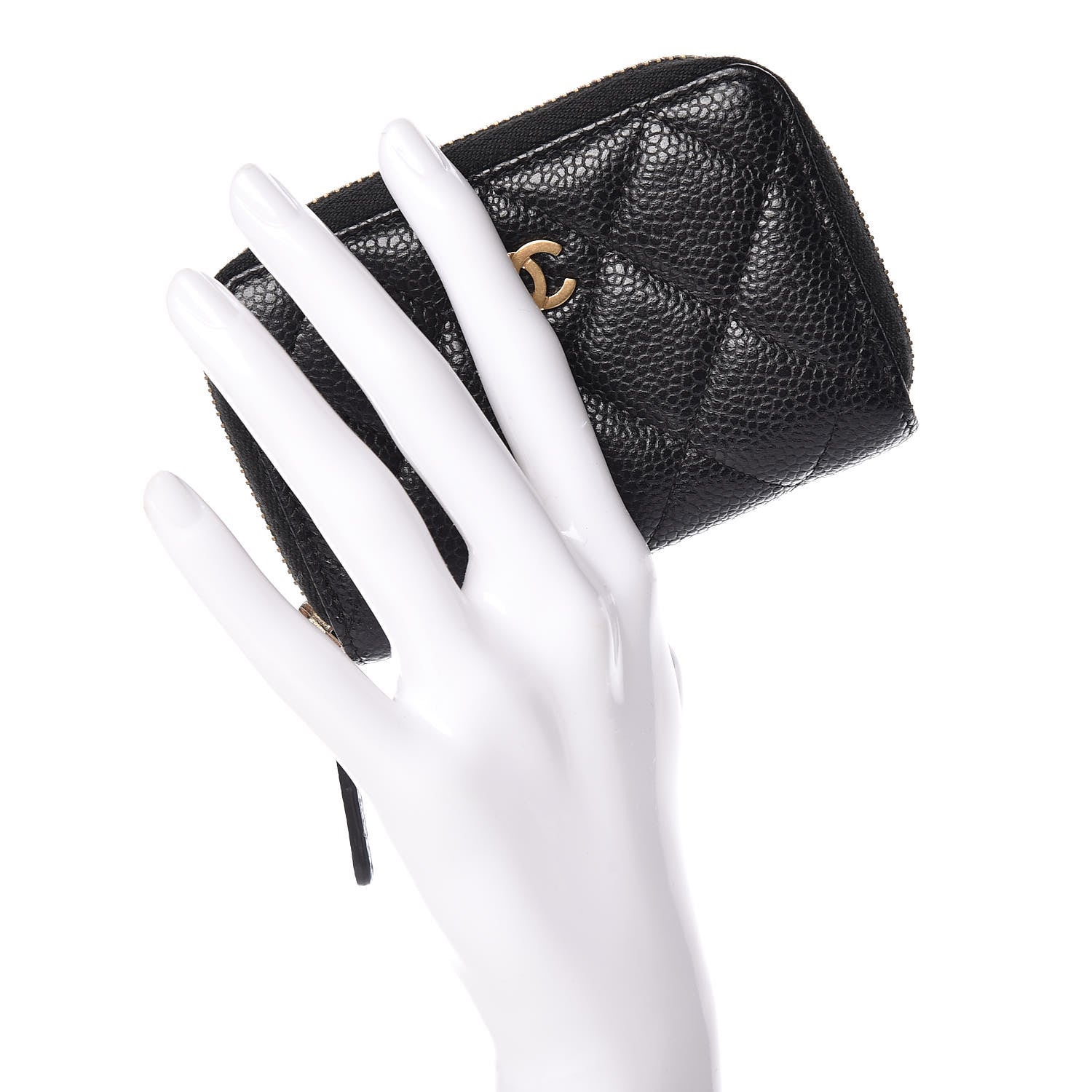 Chanel Caviar Quilted Zip Coin Purse Black 2 of 9