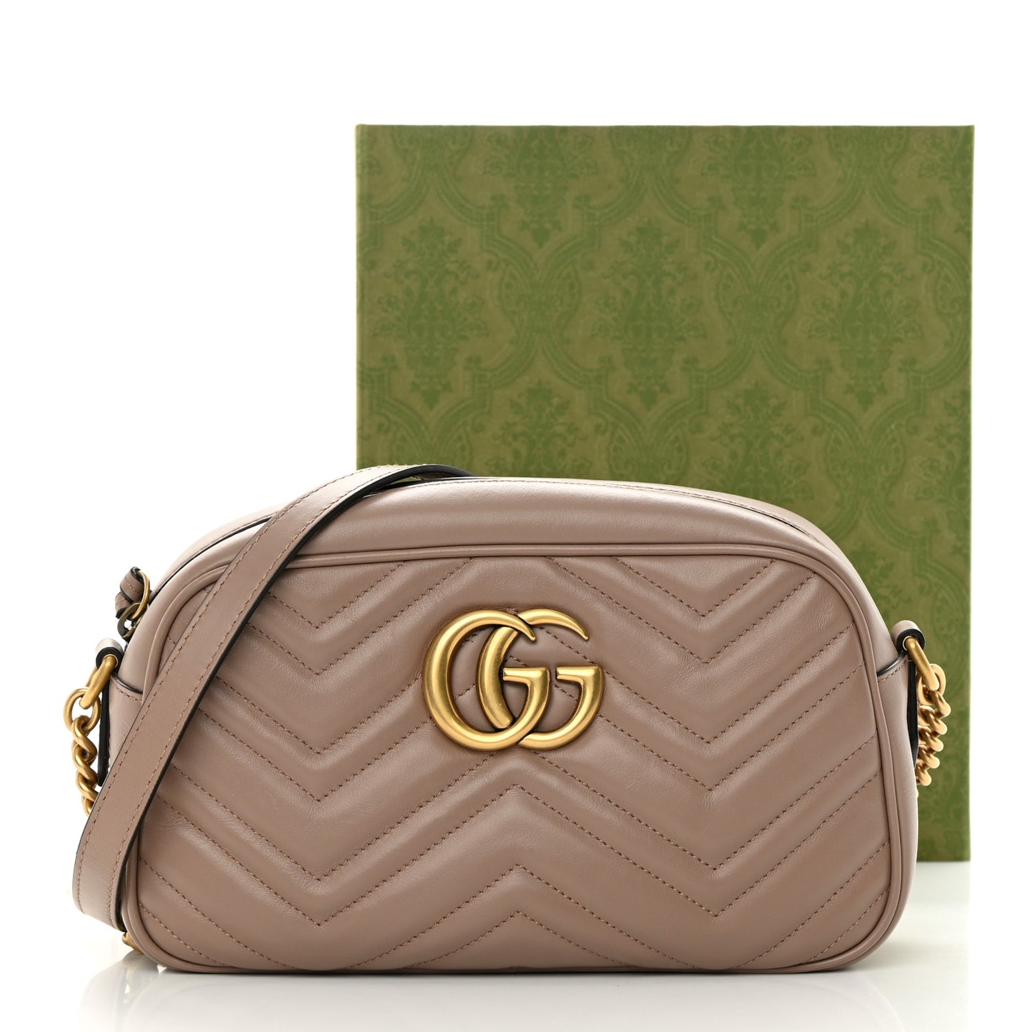Calfskin Matelasse Small GG Marmont Chain Shoulder Bag Porcelain Rose