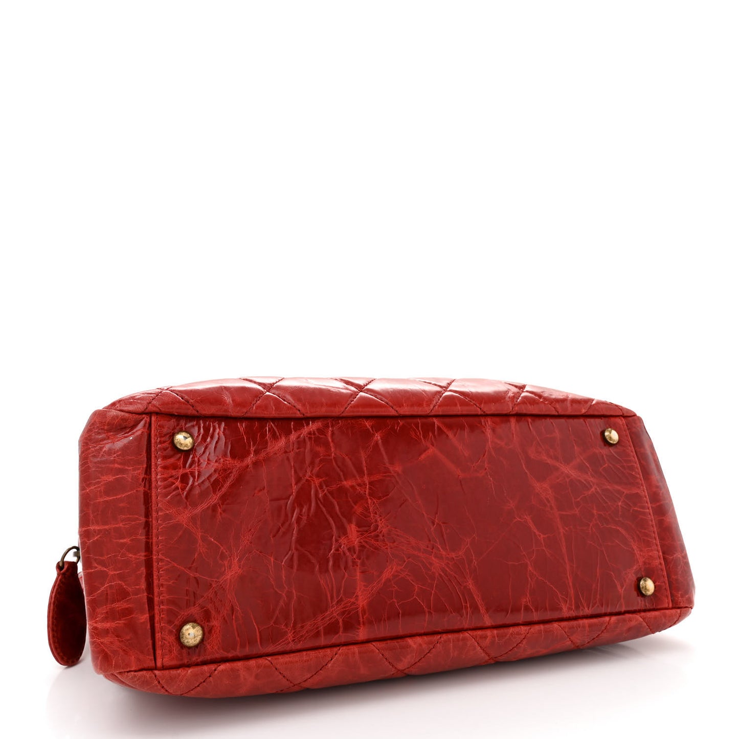 Glazed Crackled Calfskin Small Reissue Tote Red