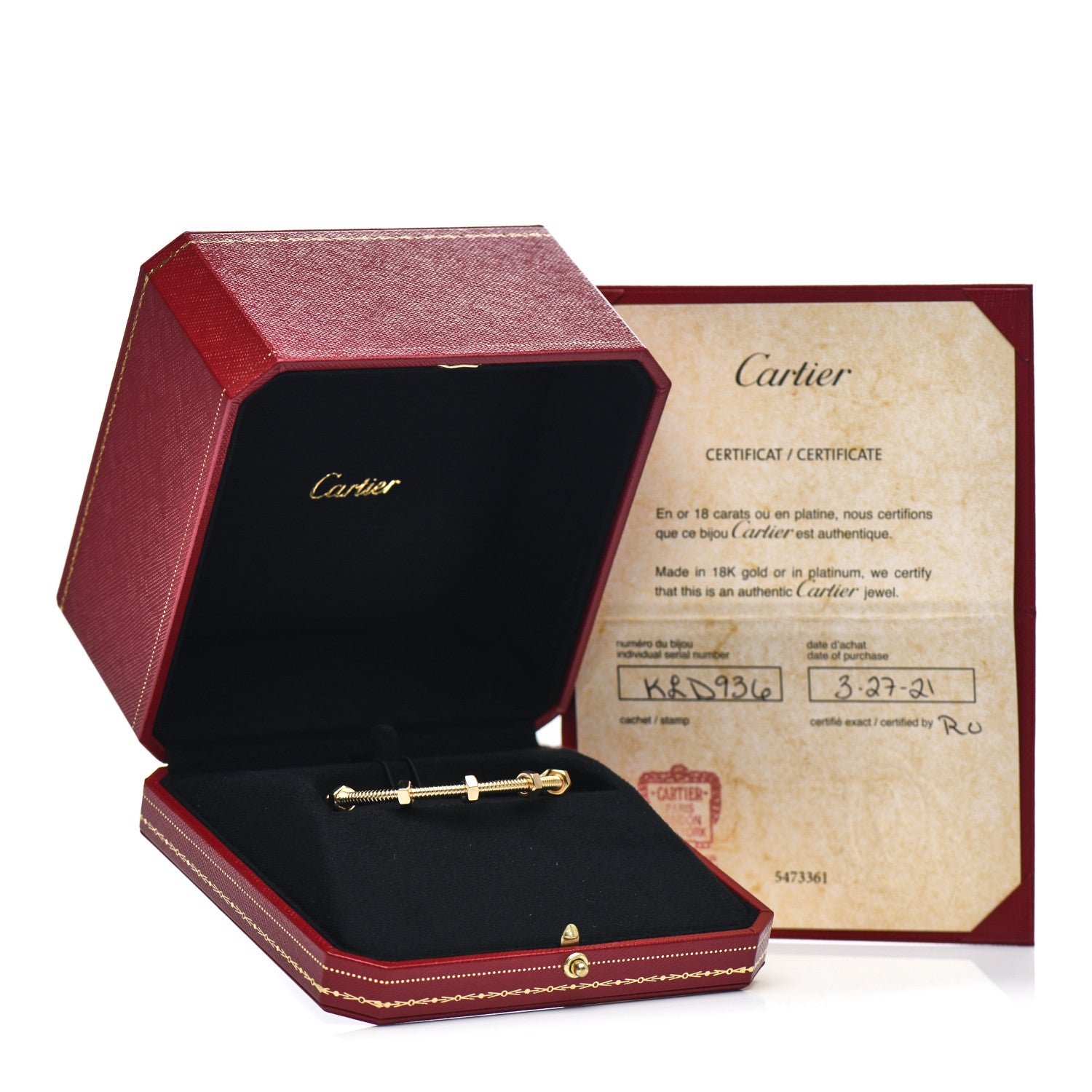 Cartier 18K Yellow Gold Ecrou de Cartier Bracelet 16 3 of 4