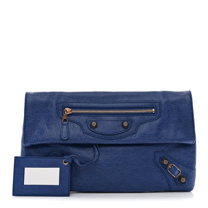 Balenciaga Agneau Giant 12 Rose Gold Hardware Envelope Clutch Bleuette 1 of 8