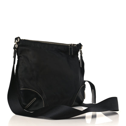 Prada Tessuto Nylon Calfskin Flat Messenger Bag Black 2 of 10