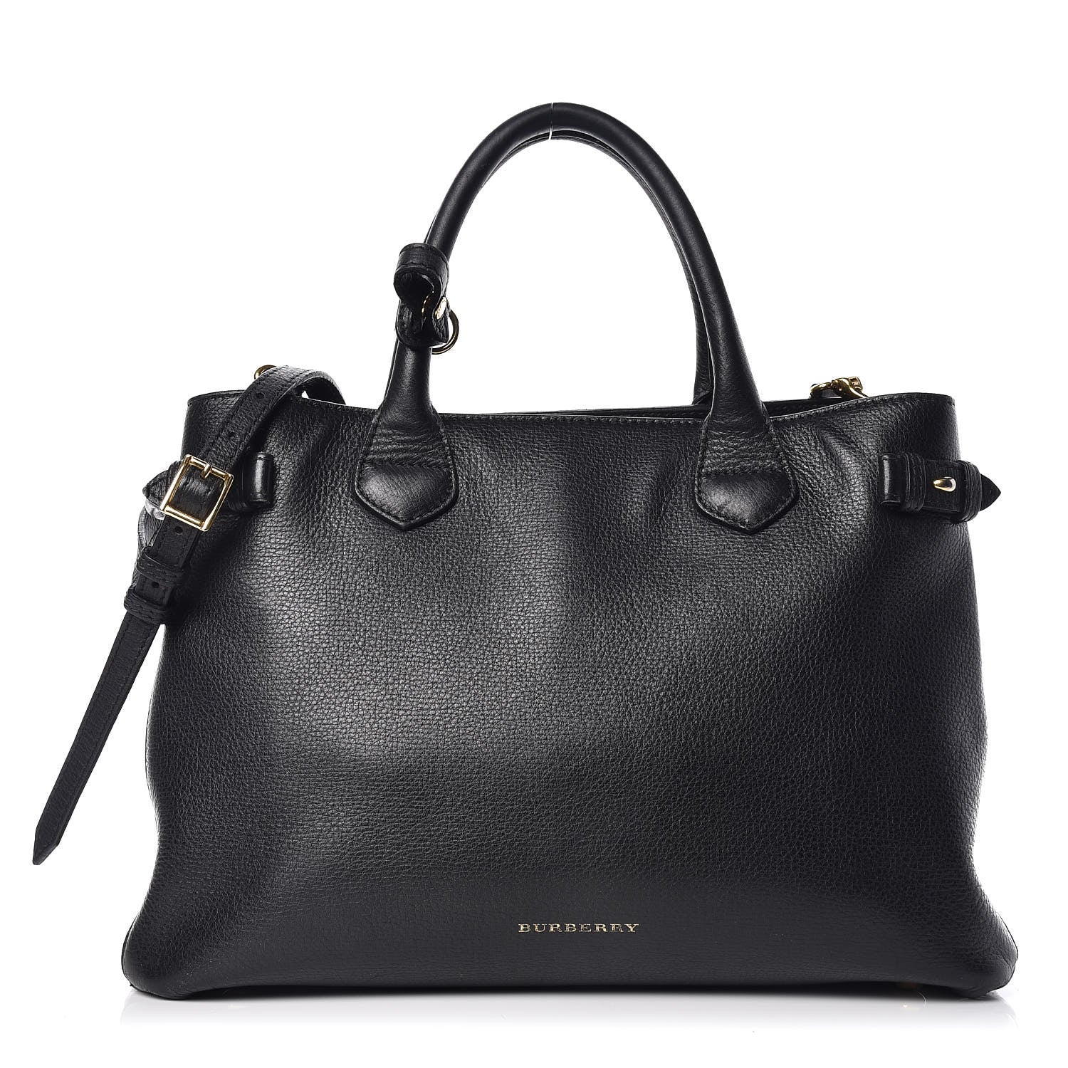 Burberry Smooth Calfskin Medium Banner Tote Black 391590 – FASHIONPHILE
