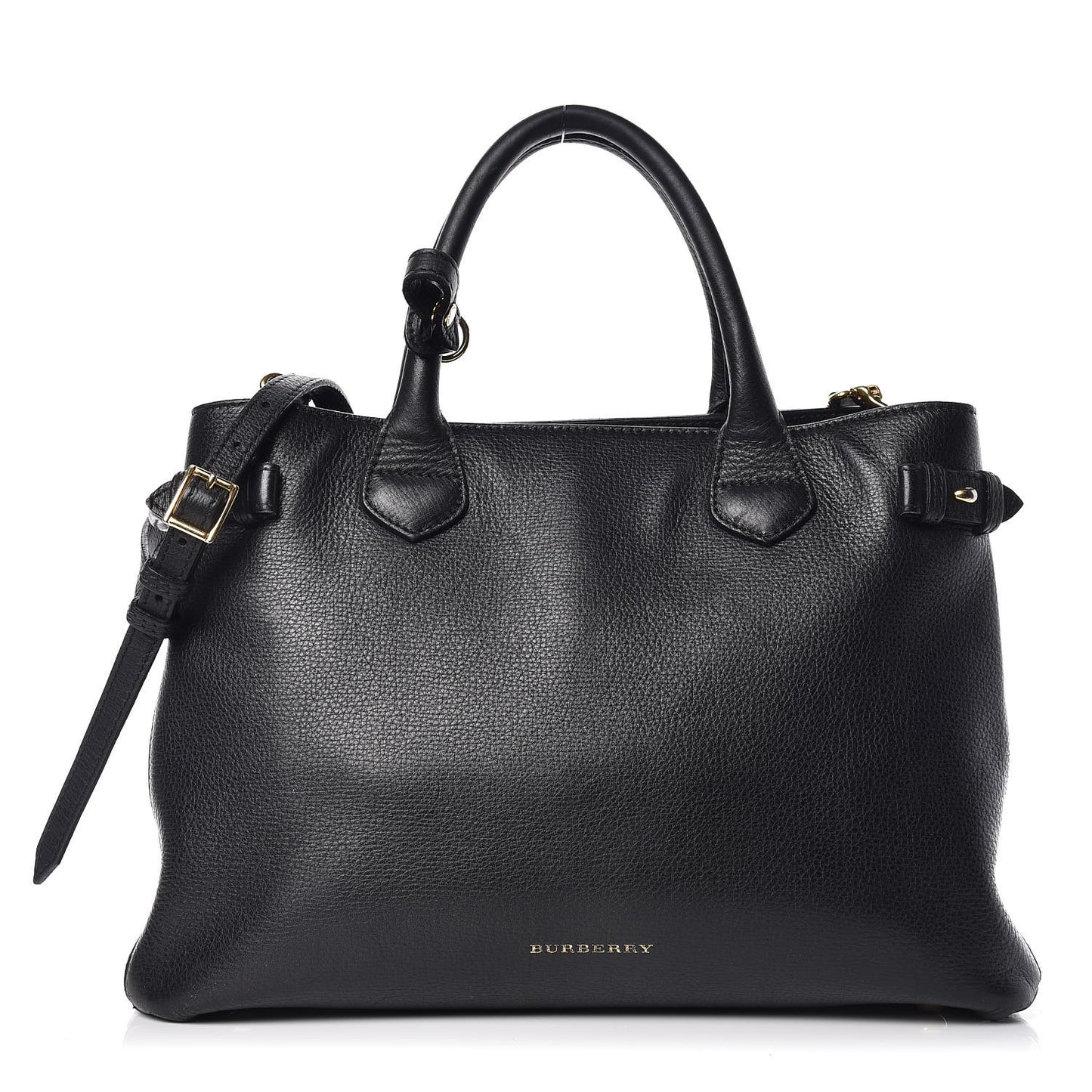 Smooth Calfskin Medium Banner Tote Black