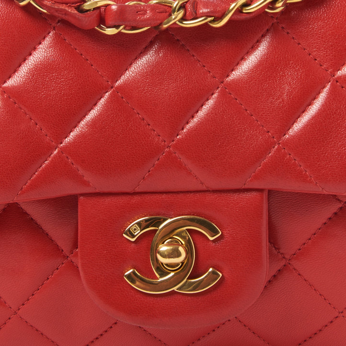 Lambskin Quilted Small Double Flap Red