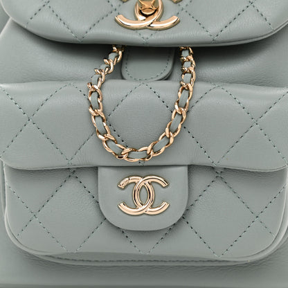 Chanel Lambskin Quilted Small Duma Drawstring Backpack Light Blue 8 of 11